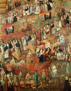 Plaza Mayor i Mexico, detalje af vogne af Mexican School